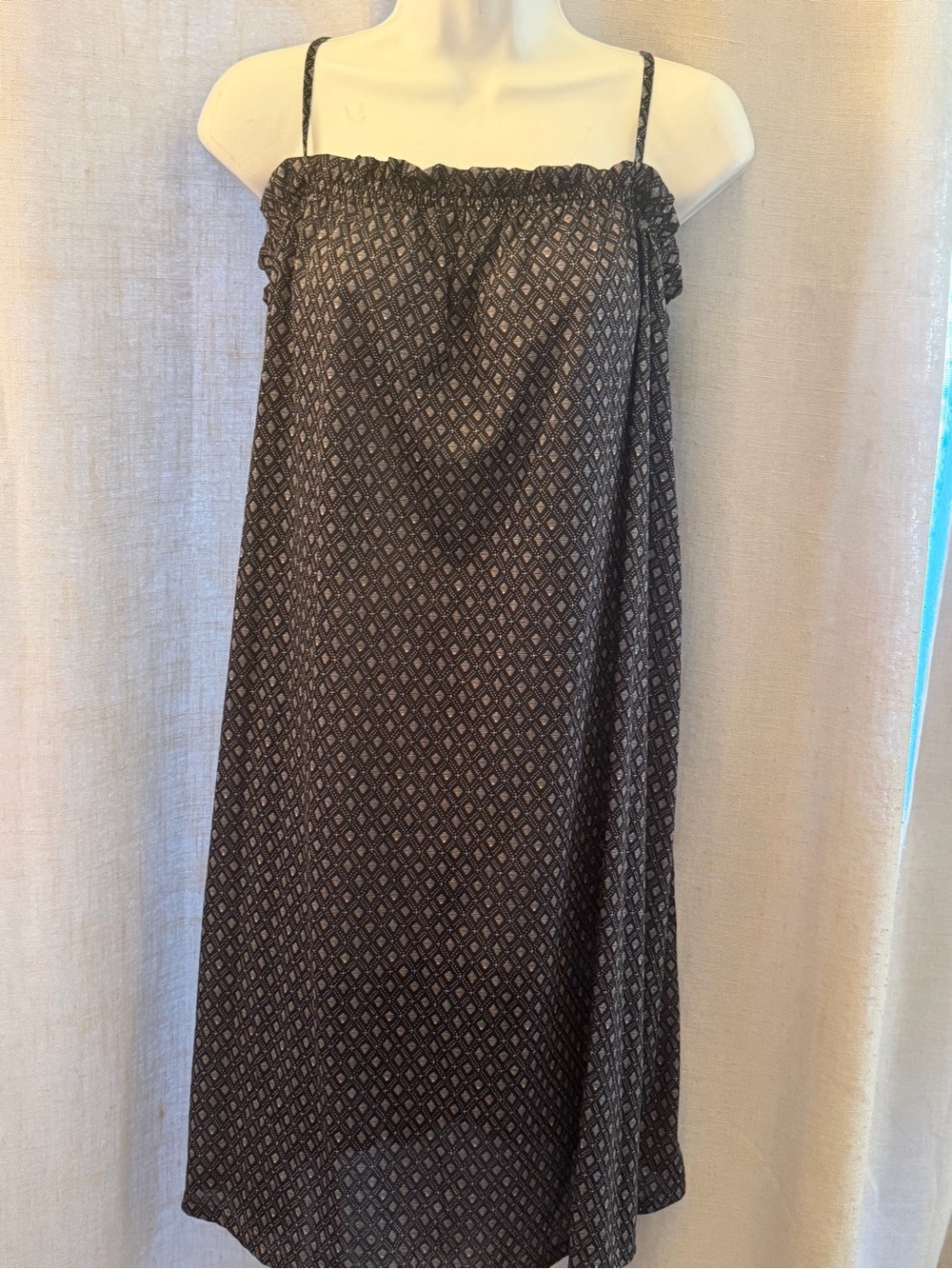H&M Potato Sack Style Dress Sleeveless Black Geometric Print Sundress